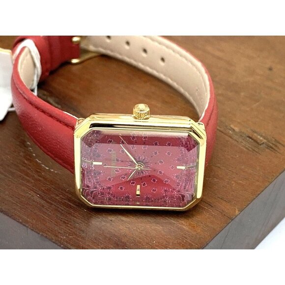 Steve Madden Women's Watch SM/1030 Quartz Rectangle Gold Red Dial Leathe… - Picture 7 of 13